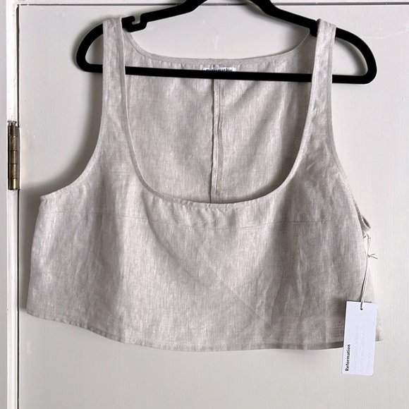 Reformation Adalyn Linen Crop Top Size 12 - Picture 4 of 10